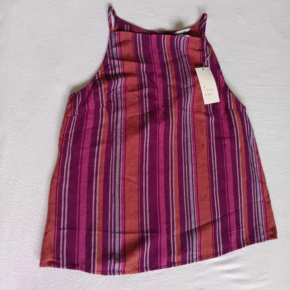 A New Day NEW Sz XS Vibrant Purple and Orange Striped Top